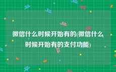 微信什么时候开始有的(微信什么时候开始有的支付功能)