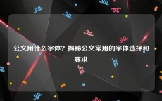 公文用什么字体？揭秘公文常用的字体选择和要求