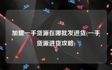 加盟一手货源在哪批发进货(一手货源进货攻略)