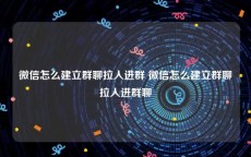 微信怎么建立群聊拉人进群 微信怎么建立群聊拉人进群聊