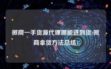 微商一手货源代理哪能进到货(微商拿货方法总结)