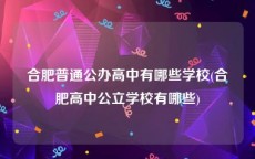 合肥普通公办高中有哪些学校(合肥高中公立学校有哪些)