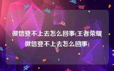 微信登不上去怎么回事(王者荣耀微信登不上去怎么回事)