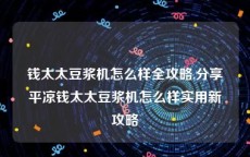 钱太太豆浆机怎么样全攻略,分享平凉钱太太豆浆机怎么样实用新攻略