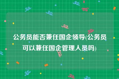 公务员能否兼任国企领导(公务员可以兼任国企管理人员吗)