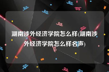 湖南涉外经济学院怎么样(湖南涉外经济学院怎么样名声)