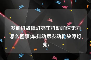 发动机故障灯亮车抖动加速无力怎么回事(车抖动后发动机故障灯亮)