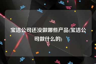 宝洁公司还没做哪些产品(宝洁公司做什么的)