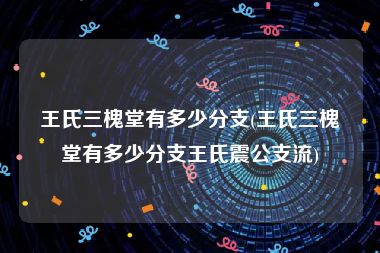 王氏三槐堂有多少分支(王氏三槐堂有多少分支王氏震公支流)