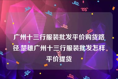 广州十三行服装批发平价购货路径,楚雄广州十三行服装批发怎样平价提货