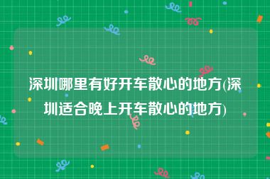 深圳哪里有好开车散心的地方(深圳适合晚上开车散心的地方)