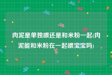 肉泥是单独喂还是和米粉一起(肉泥能和米粉在一起喂宝宝吗)