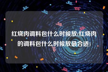 红烧肉调料包什么时候放(红烧肉的调料包什么时候放最合适)