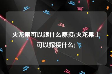 火龙果可以跟什么嫁接(火龙果上可以嫁接什么)