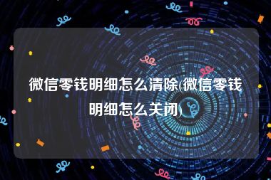 微信零钱明细怎么清除(微信零钱明细怎么关闭)