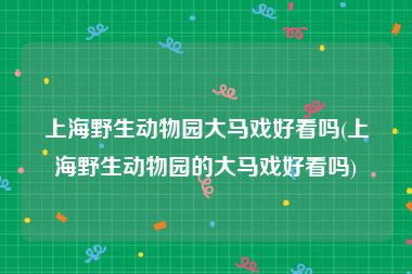 上海野生动物园大马戏好看吗(上海野生动物园的大马戏好看吗)