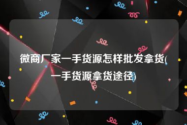 微商厂家一手货源怎样批发拿货(一手货源拿货途径)