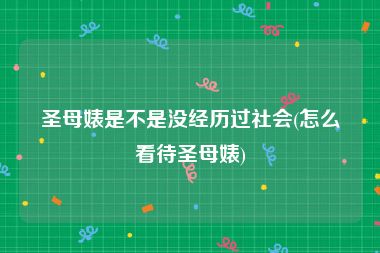 圣母婊是不是没经历过社会(怎么看待圣母婊)