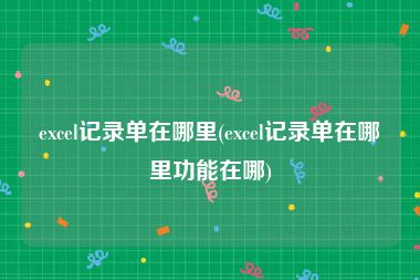 excel记录单在哪里(excel记录单在哪里功能在哪)