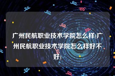 广州民航职业技术学院怎么样(广州民航职业技术学院怎么样好不好)