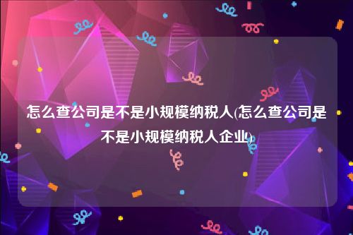 怎么查公司是不是小规模纳税人(怎么查公司是不是小规模纳税人企业)