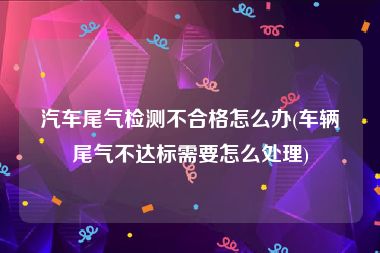 汽车尾气检测不合格怎么办(车辆尾气不达标需要怎么处理)