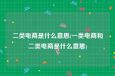 二类电商是什么意思(一类电商和二类电商是什么意思)