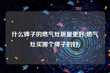 什么牌子的燃气灶质量更好(燃气灶买哪个牌子的好)