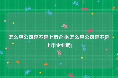 怎么查公司是不是上市企业(怎么查公司是不是上市企业呢)