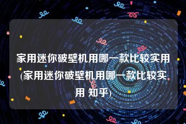 家用迷你破壁机用哪一款比较实用(家用迷你破壁机用哪一款比较实用 知乎)