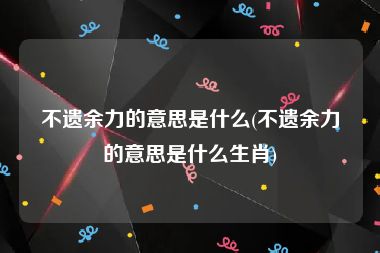 不遗余力的意思是什么(不遗余力的意思是什么生肖)