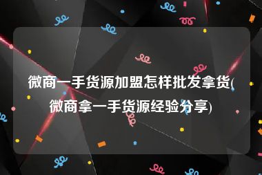 微商一手货源加盟怎样批发拿货(微商拿一手货源经验分享)