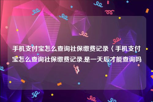 手机支付宝怎么查询社保缴费记录〈手机支付宝怎么查询社保缴费记录,是一天后才能查询吗〉