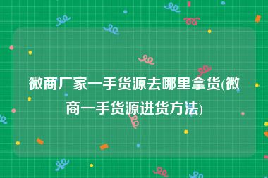 微商厂家一手货源去哪里拿货(微商一手货源进货方法)