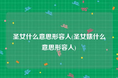 圣女什么意思形容人(圣女婊什么意思形容人)