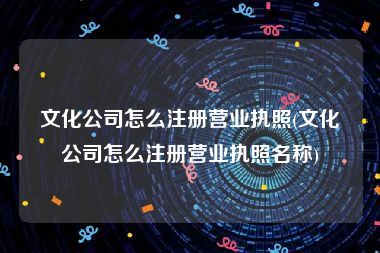 文化公司怎么注册营业执照(文化公司怎么注册营业执照名称)