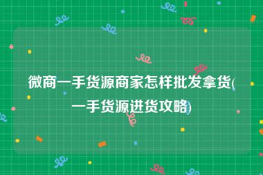 微商一手货源商家怎样批发拿货(一手货源进货攻略)