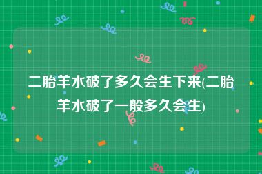 二胎羊水破了多久会生下来(二胎羊水破了一般多久会生)