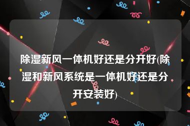 除湿新风一体机好还是分开好(除湿和新风系统是一体机好还是分开安装好)