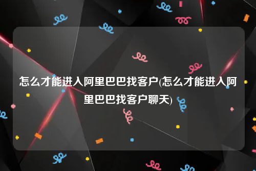 怎么才能进入阿里巴巴找客户(怎么才能进入阿里巴巴找客户聊天)