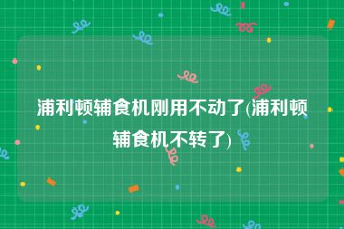 浦利顿辅食机刚用不动了(浦利顿辅食机不转了)