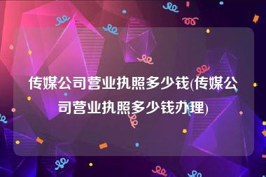 传媒公司营业执照多少钱(传媒公司营业执照多少钱办理)