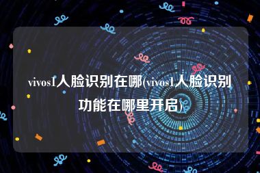 vivos1人脸识别在哪(vivos1人脸识别功能在哪里开启)