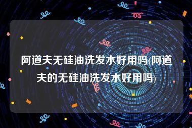 阿道夫无硅油洗发水好用吗(阿道夫的无硅油洗发水好用吗)