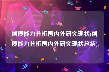 偿债能力分析国内外研究现状(偿债能力分析国内外研究现状总结)