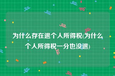 为什么存在退个人所得税(为什么个人所得税一分也没退)