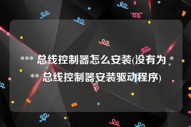  *** 总线控制器怎么安装(没有为 *** 总线控制器安装驱动程序)