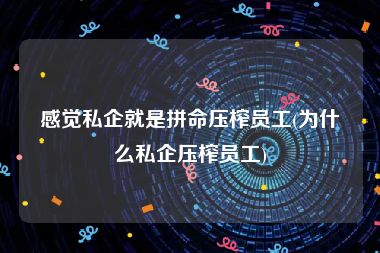 感觉私企就是拼命压榨员工(为什么私企压榨员工)