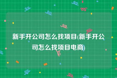 新手开公司怎么找项目(新手开公司怎么找项目电商)