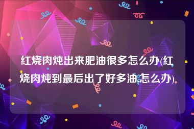 红烧肉炖出来肥油很多怎么办(红烧肉炖到最后出了好多油,怎么办)